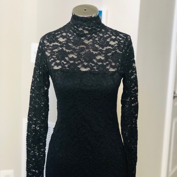 OPEN BACK LACE FIGURE HUGGING SHEER DRESS - Picture 9 of 10